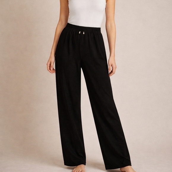 Blast Pants - VTG BLAST 1990s Black Metallic Gold Drawstring Elastic High Waist Pants